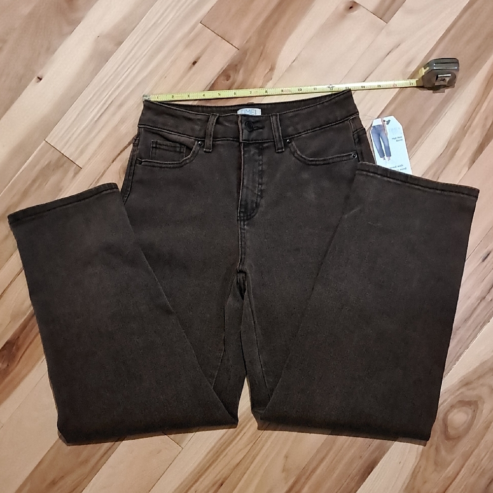 Time and Tru Women's Dark Brown High Rise Barrel Leg Jeans Sz 2